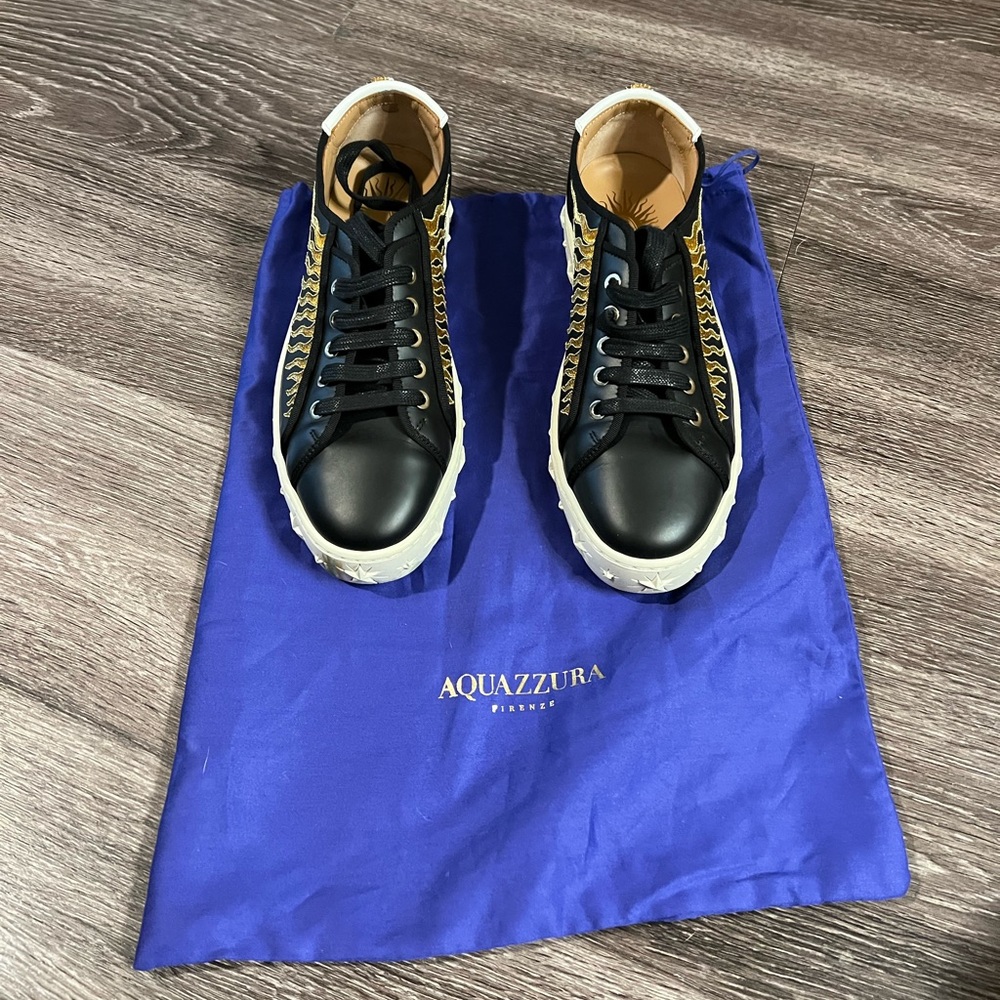 Aquazzura Sunray embroidered leather sneakers